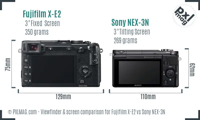 Fujifilm X-E2 vs Sony NEX-3N Screen and Viewfinder comparison