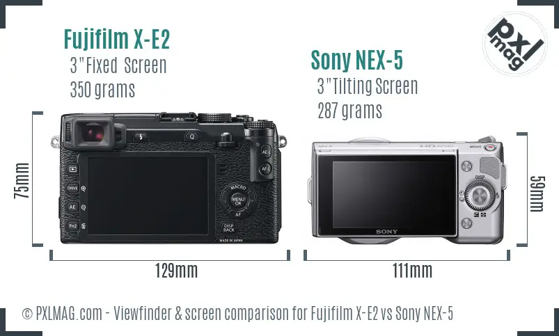 Fujifilm X-E2 vs Sony NEX-5 Screen and Viewfinder comparison