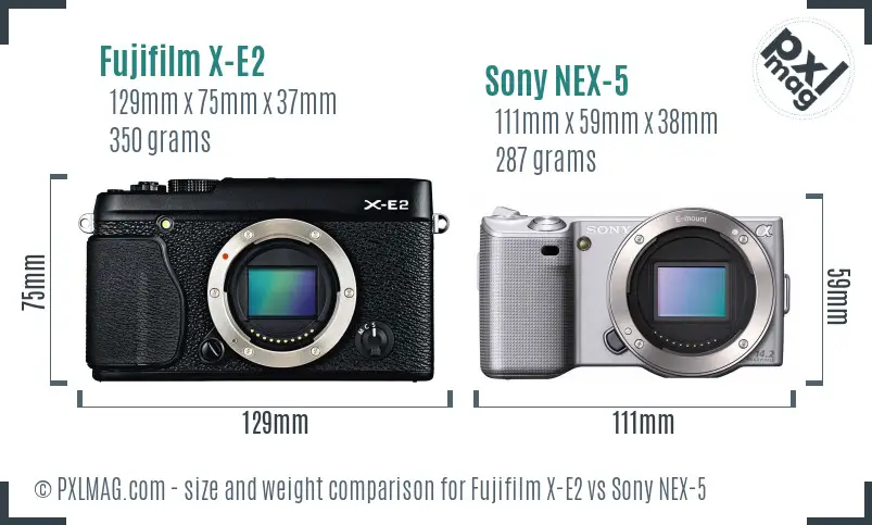 Fujifilm X-E2 vs Sony NEX-5 size comparison