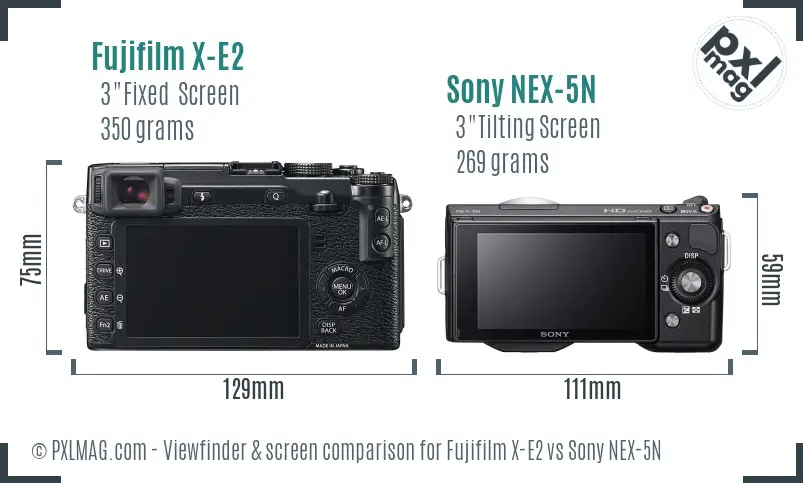 Fujifilm X-E2 vs Sony NEX-5N Screen and Viewfinder comparison