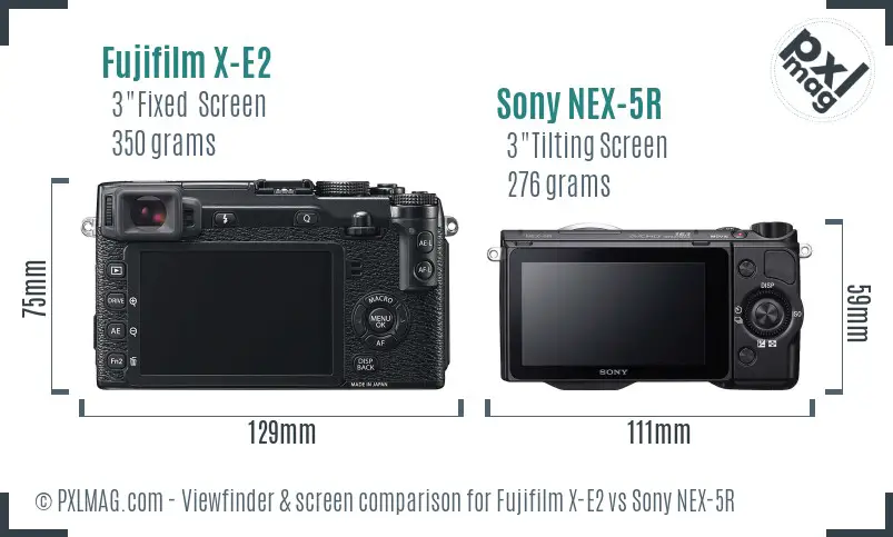 Fujifilm X-E2 vs Sony NEX-5R Screen and Viewfinder comparison