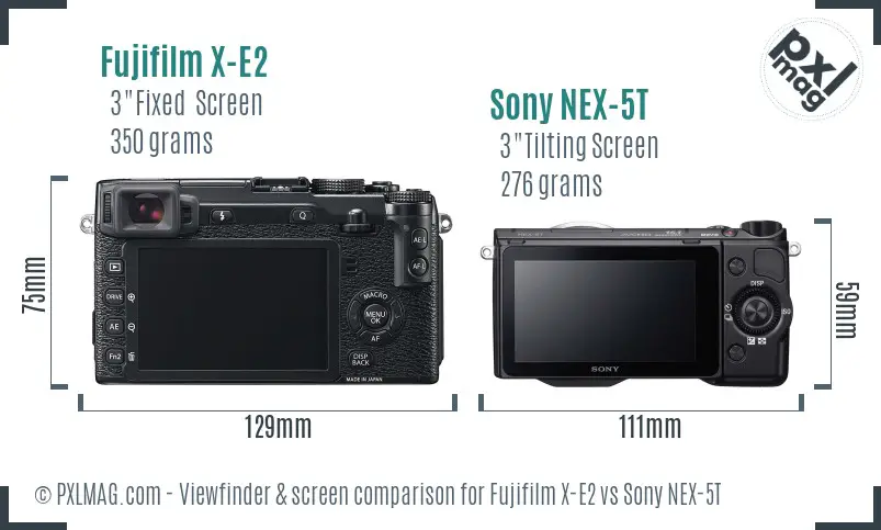 Fujifilm X-E2 vs Sony NEX-5T Screen and Viewfinder comparison Fujifilm X-E2 vs Sony NEX-5T Screen and Viewfinder comparison
