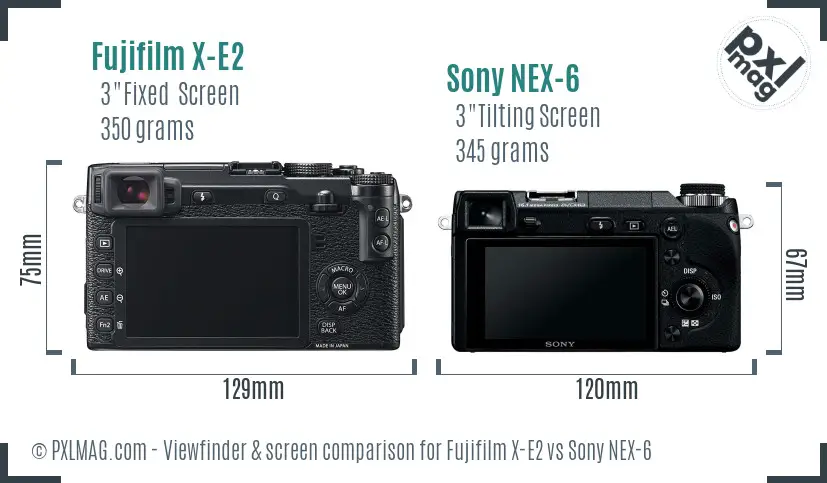 Fujifilm X-E2 vs Sony NEX-6 Screen and Viewfinder comparison