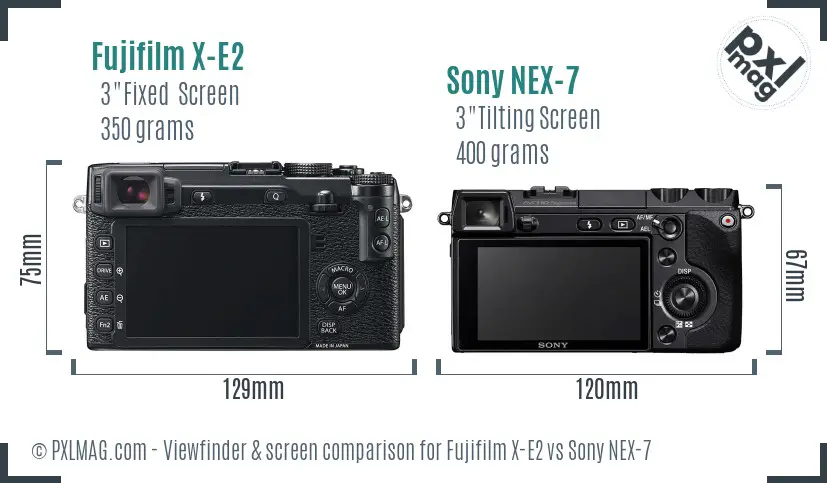 Fujifilm X-E2 vs Sony NEX-7 Screen and Viewfinder comparison