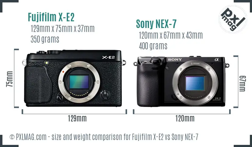 Fujifilm X-E2 vs Sony NEX-7 size comparison