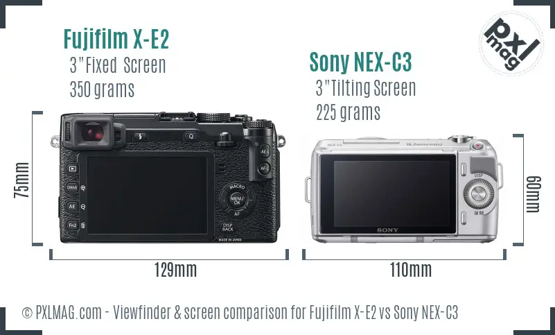 Fujifilm X-E2 vs Sony NEX-C3 Screen and Viewfinder comparison