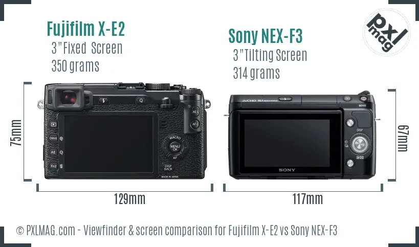 Fujifilm X-E2 vs Sony NEX-F3 Screen and Viewfinder comparison