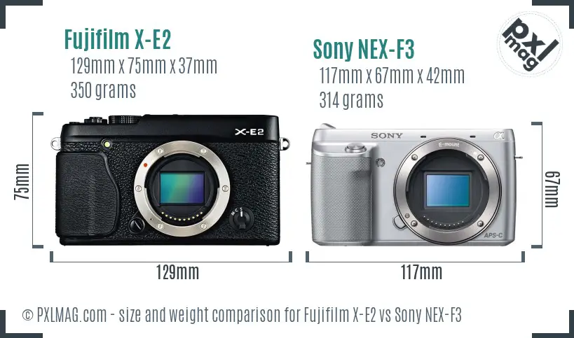 Fujifilm X-E2 vs Sony NEX-F3 size comparison