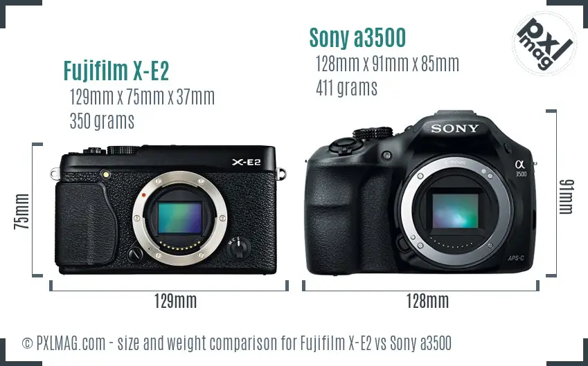 Fujifilm X-E2 vs Sony a3500 size comparison