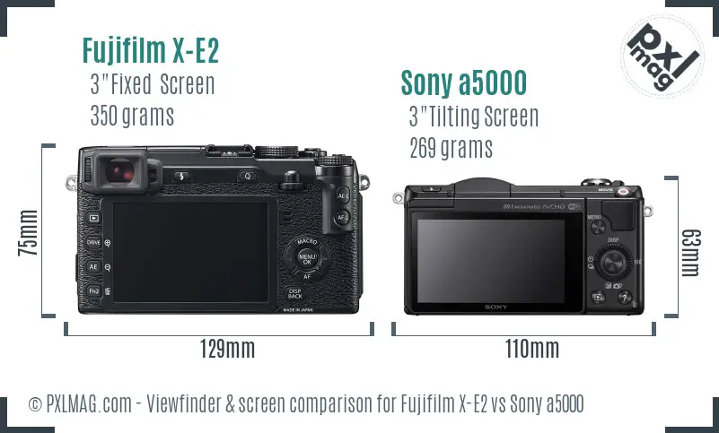 Fujifilm X-E2 vs Sony a5000 Screen and Viewfinder comparison