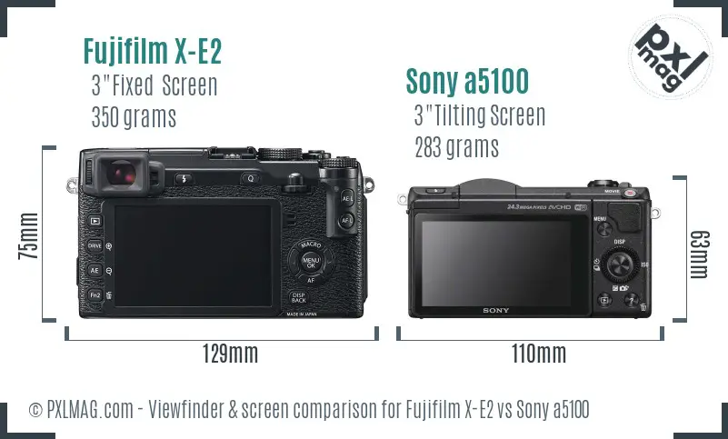 Fujifilm X-E2 vs Sony a5100 Screen and Viewfinder comparison