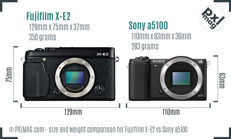 Fujifilm X-E2 vs Sony a5100 size comparison