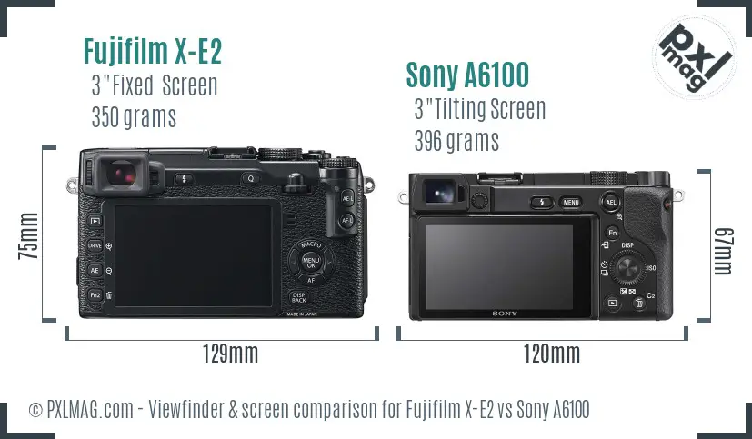 Fujifilm X-E2 vs Sony A6100 Screen and Viewfinder comparison