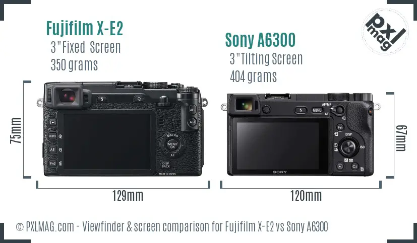 Fujifilm X-E2 vs Sony A6300 Screen and Viewfinder comparison