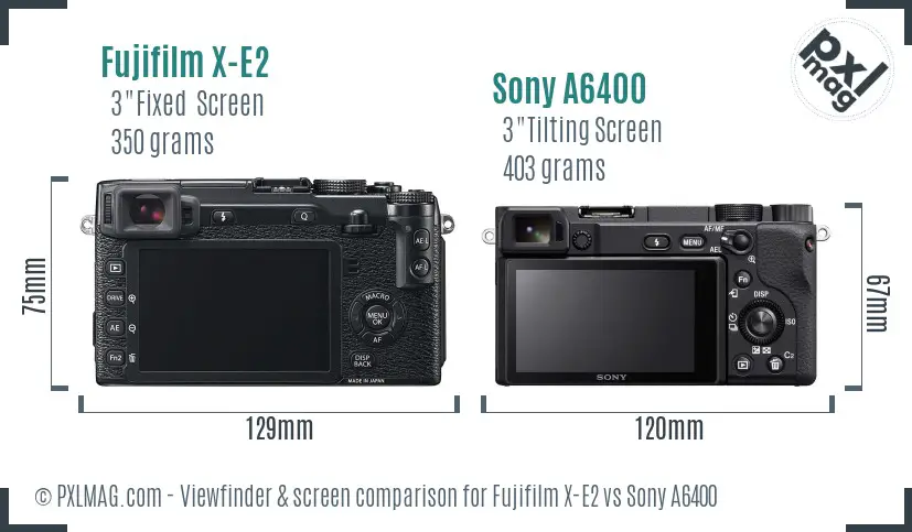 Fujifilm X-E2 vs Sony A6400 Screen and Viewfinder comparison