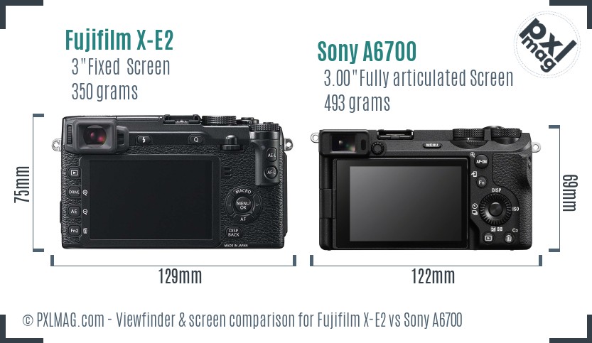 Fujifilm X-E2 vs Sony A6700 Screen and Viewfinder comparison