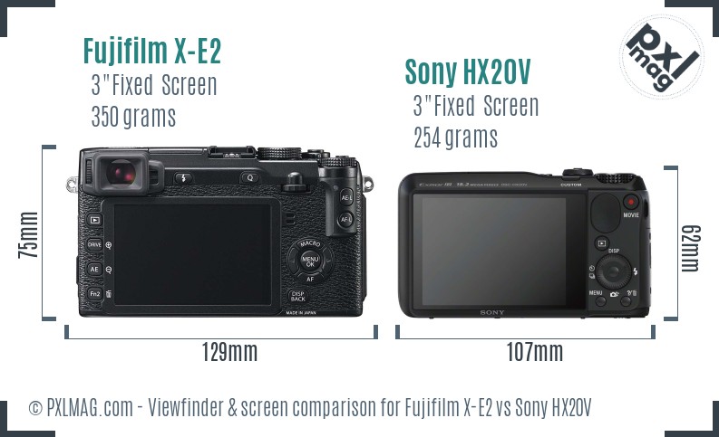 Fujifilm X-E2 vs Sony HX20V Screen and Viewfinder comparison