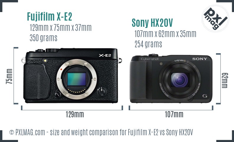 Fujifilm X-E2 vs Sony HX20V size comparison