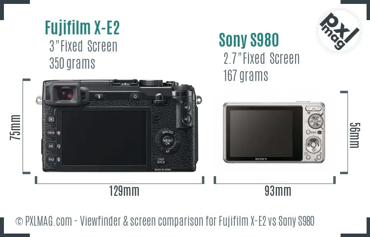 Fujifilm X-E2 vs Sony S980 Screen and Viewfinder comparison