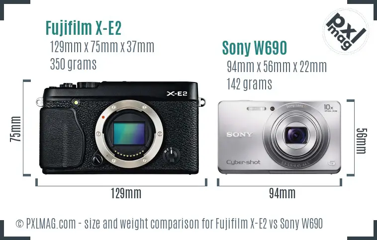 Fujifilm X-E2 vs Sony W690 size comparison