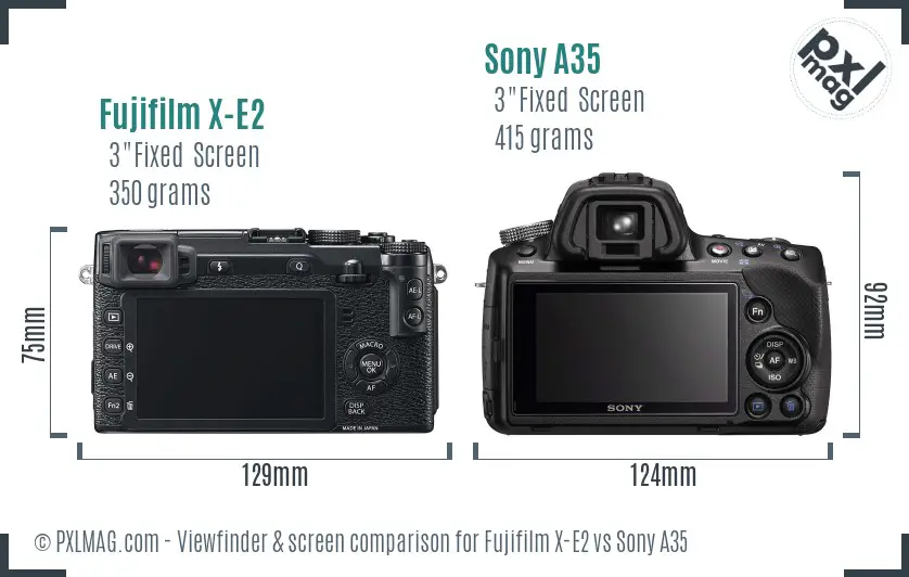 Fujifilm X-E2 vs Sony A35 Screen and Viewfinder comparison