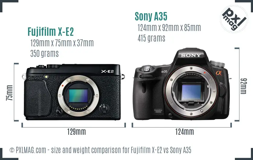 Fujifilm X-E2 vs Sony A35 size comparison