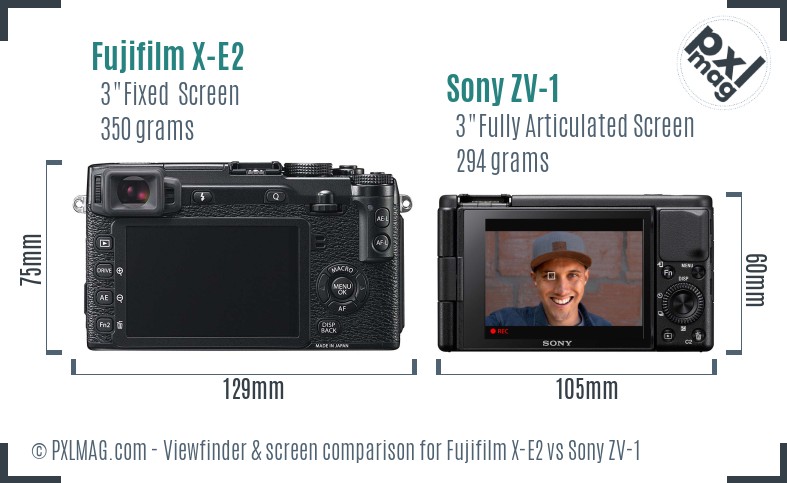 Fujifilm X-E2 vs Sony ZV-1 Screen and Viewfinder comparison