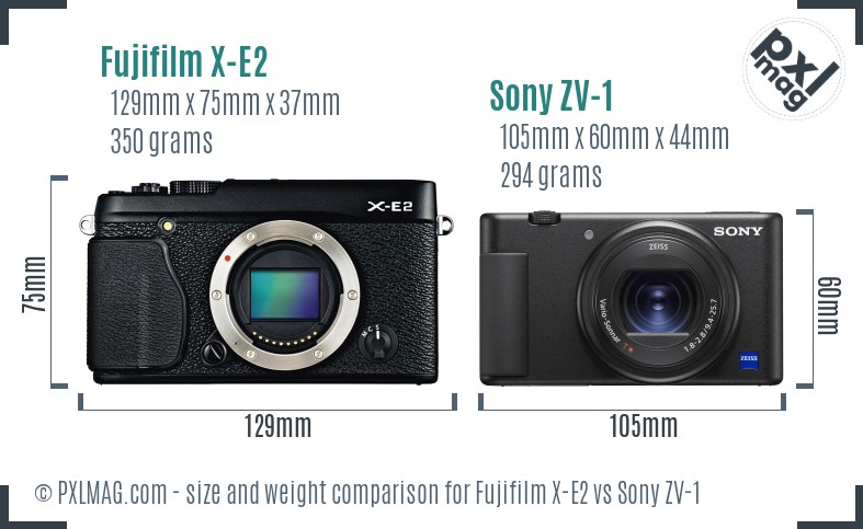 Fujifilm X-E2 vs Sony ZV-1 size comparison