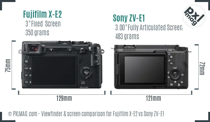 Fujifilm X-E2 vs Sony ZV-E1 Screen and Viewfinder comparison Fujifilm X-E2 vs Sony ZV-E1 Screen and Viewfinder comparison