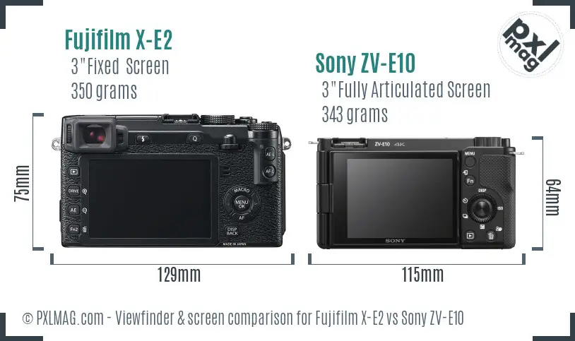 Fujifilm X-E2 vs Sony ZV-E10 Screen and Viewfinder comparison