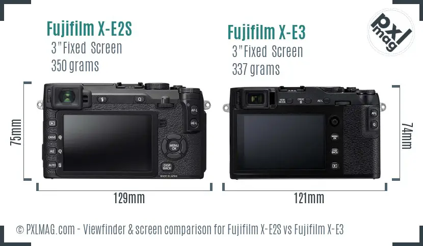 Fujifilm X-E2S vs Fujifilm X-E3 Screen and Viewfinder comparison