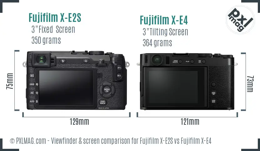 Fujifilm X-E2S vs Fujifilm X-E4 Screen and Viewfinder comparison