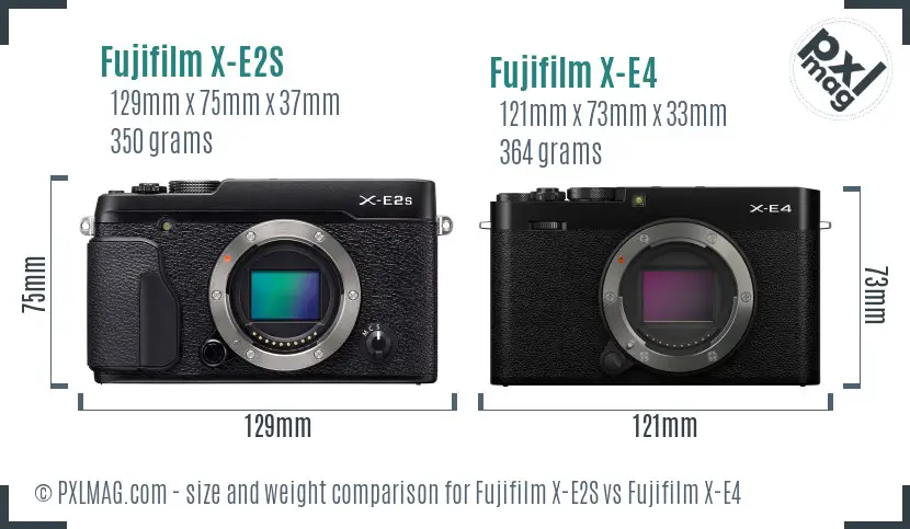 Fujifilm X-E2S vs Fujifilm X-E4 size comparison