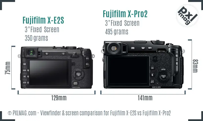Fujifilm X-E2S vs Fujifilm X-Pro2 Screen and Viewfinder comparison