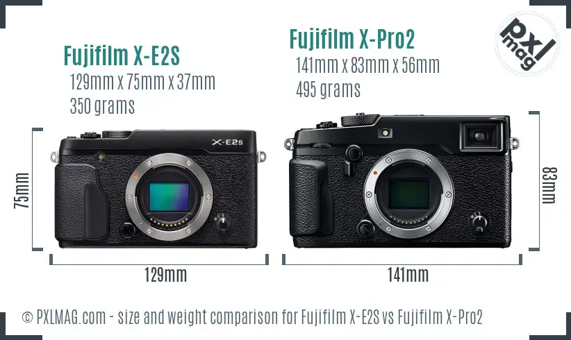 Fujifilm X-E2S vs Fujifilm X-Pro2 size comparison