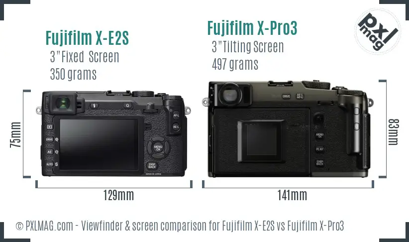 Fujifilm X-E2S vs Fujifilm X-Pro3 Screen and Viewfinder comparison