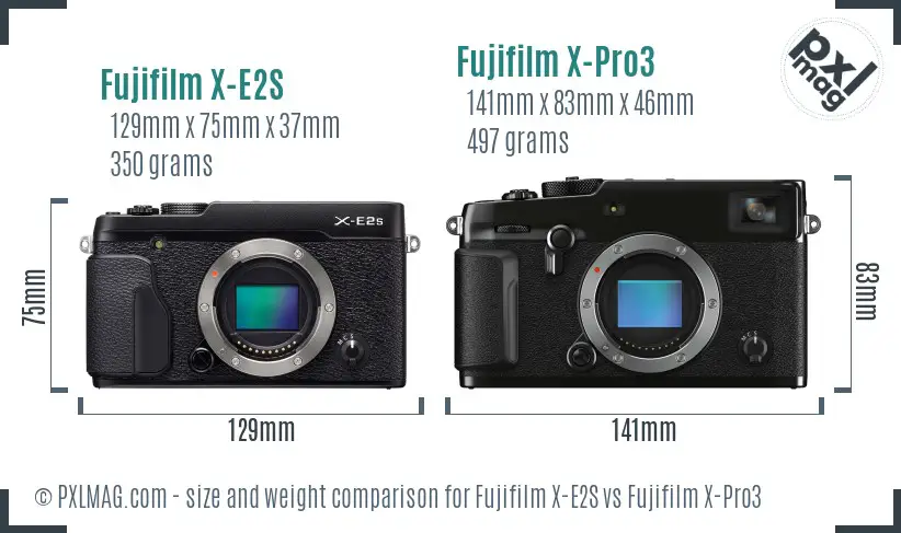 Fujifilm X-E2S vs Fujifilm X-Pro3 size comparison