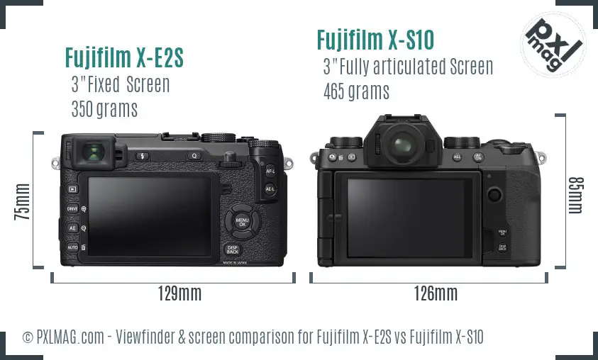 Fujifilm X-E2S vs Fujifilm X-S10 Screen and Viewfinder comparison