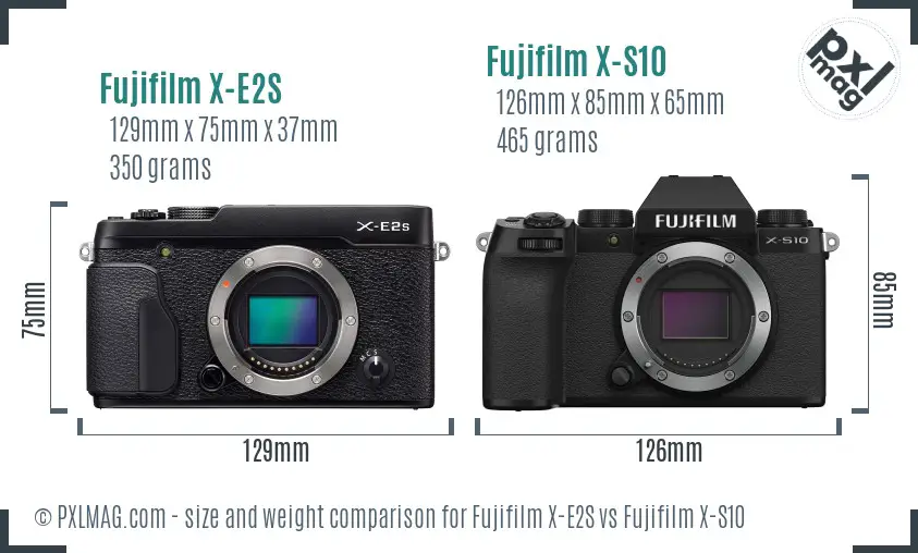 Fujifilm X-E2S vs Fujifilm X-S10 size comparison