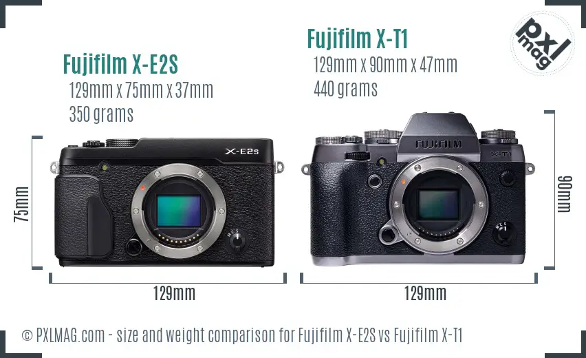 Fujifilm X-E2S vs Fujifilm X-T1 size comparison Fujifilm X-E2S vs Fujifilm X-T1 size comparison