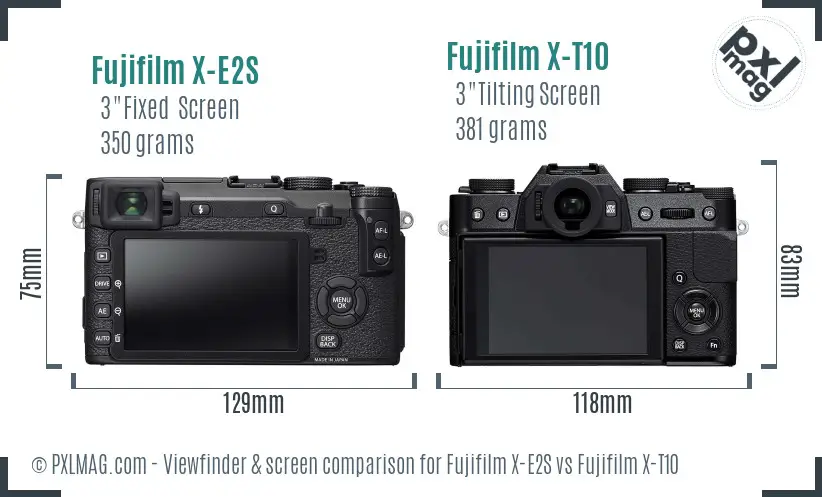 Fujifilm X-E2S vs Fujifilm X-T10 Screen and Viewfinder comparison
