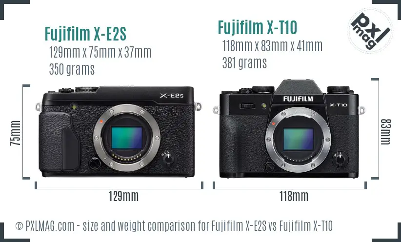 Fujifilm X-E2S vs Fujifilm X-T10 size comparison