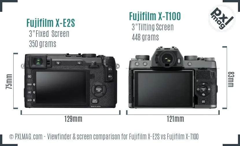 Fujifilm X-E2S vs Fujifilm X-T100 Screen and Viewfinder comparison