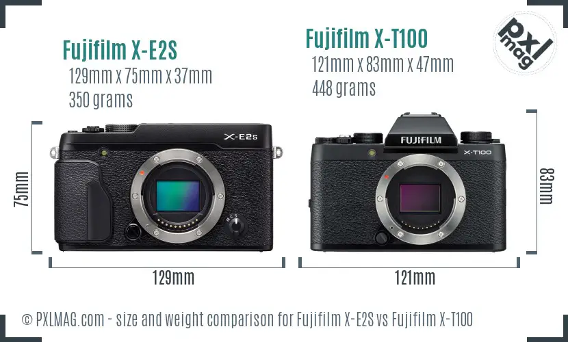 Fujifilm X-E2S vs Fujifilm X-T100 size comparison
