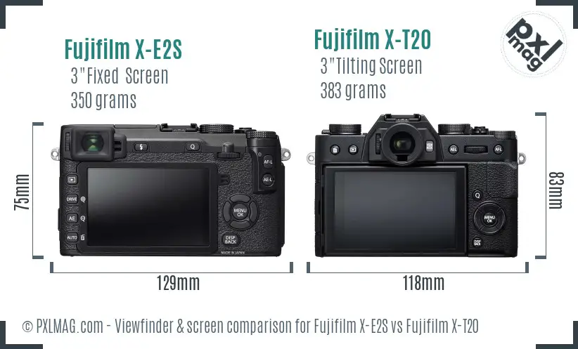 Fujifilm X-E2S vs Fujifilm X-T20 Screen and Viewfinder comparison