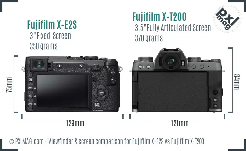 Fujifilm X-E2S vs Fujifilm X-T200 Screen and Viewfinder comparison