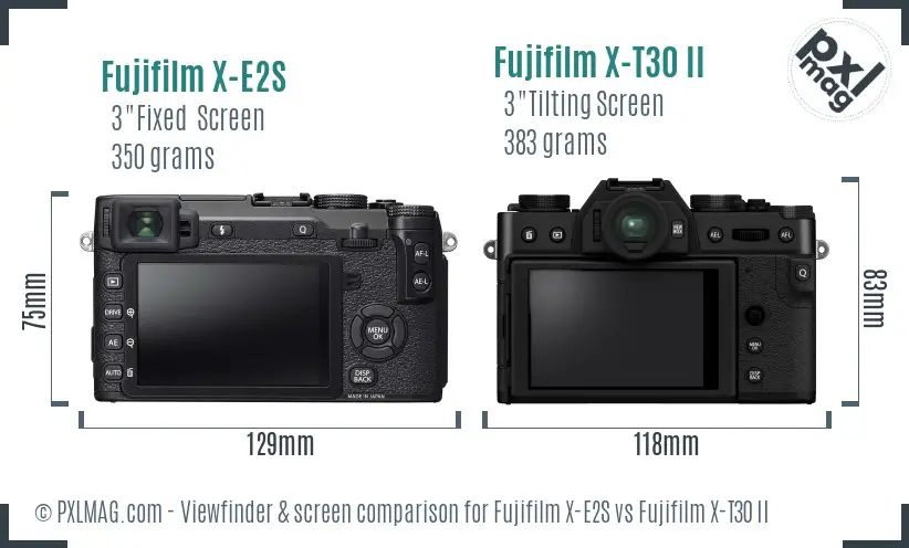 Fujifilm X-E2S vs Fujifilm X-T30 II Screen and Viewfinder comparison