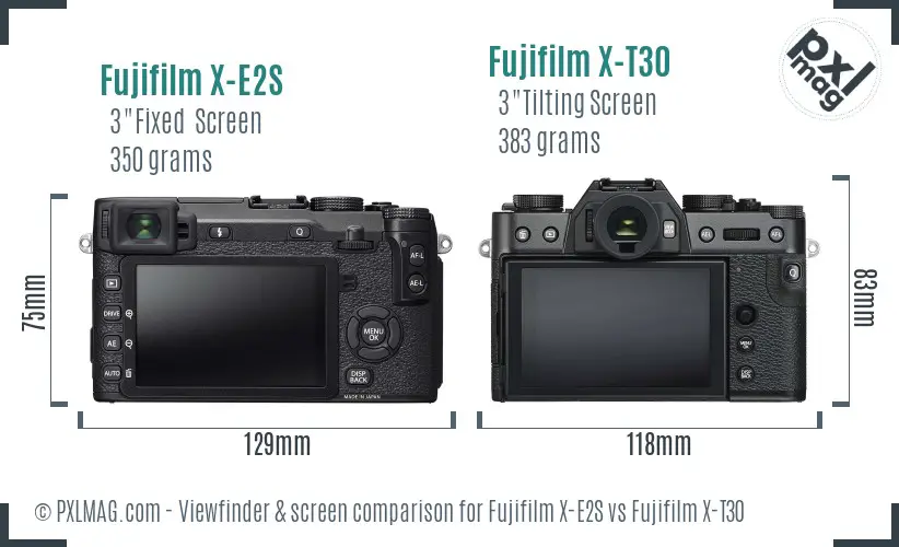 Fujifilm X-E2S vs Fujifilm X-T30 Screen and Viewfinder comparison