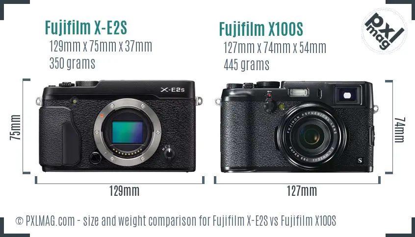 Fujifilm X-E2S vs Fujifilm X100S size comparison Fujifilm X-E2S vs Fujifilm X100S size comparison