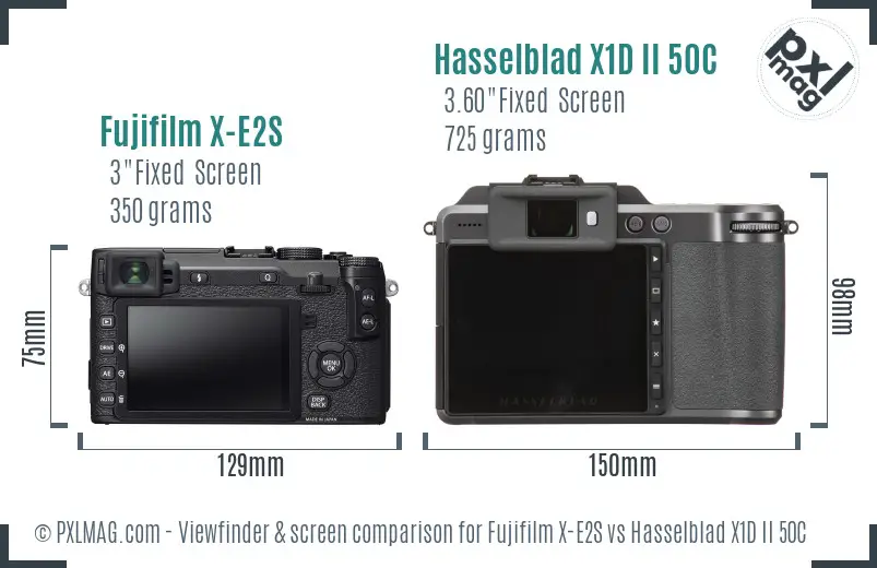 Fujifilm X-E2S vs Hasselblad X1D II 50C Screen and Viewfinder comparison